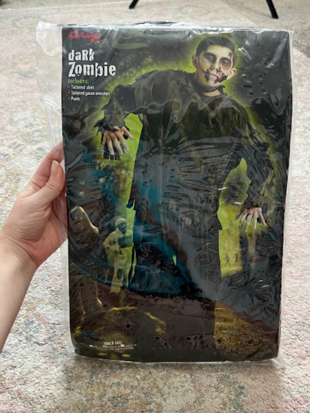 Fun World Dark Zombie Children's Costume Size M 8-10